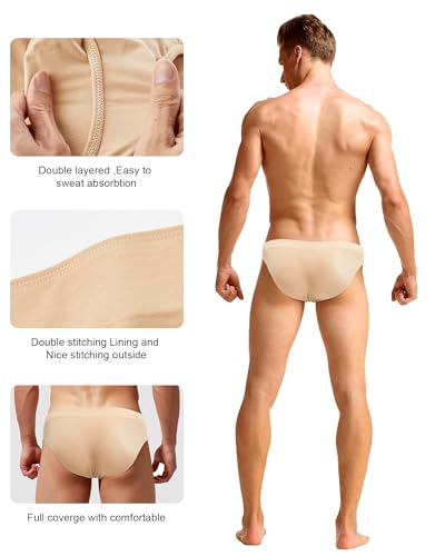Men's Dance Delt Nude Underwear Short Pant For Ballet, Full Seat Dance Briefs for Men, Small-Large3