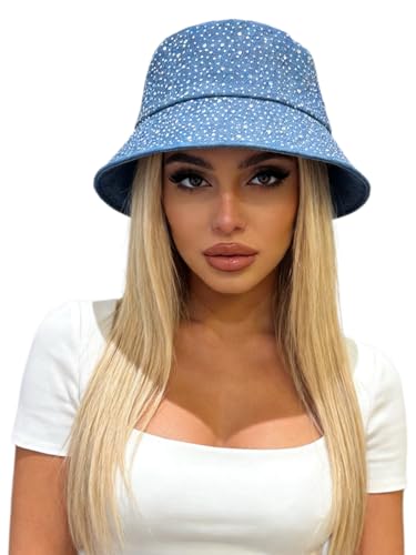 Sombrero tipo Bucket con pedrería para mujer miniatura 1