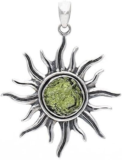 Authentic Moldavite Sun Pendant - 925 Sterling Silver, Healing Crystal From Czech Republic, Gift For Her4