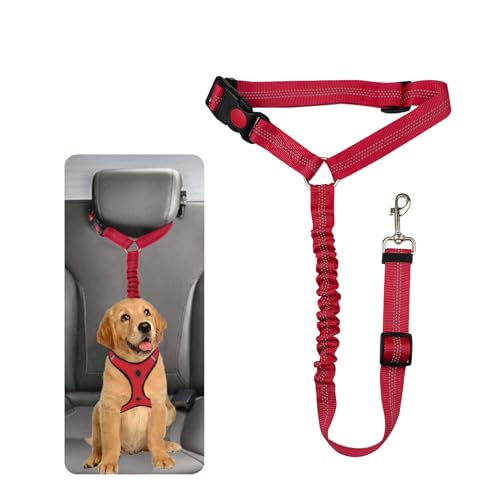 Cintura Sicurezza Cani per Auto - Cintura di Sicurezza per Cani di Piccola Taglia Cane di Taglia Media (Rosso)