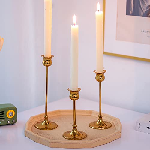Inweder Kerzenständer Gold Kerzenhalter Stabkerze: Set mit 3 Tulpen Förmigen Kreativen Kerzenständer Stabkerzen für Weihnachts Geschenke Metall Stabkerzenhalter Tischdekoration Hochzeit Wohnkultur Cover