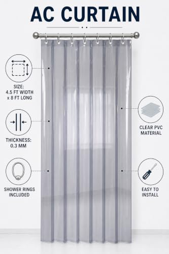 Image of CASA-NEST 0.30mm PVC AC Curtain Thick Transparent 4.5 FT X 8 FT or 54 inch x 96 inch Curtain0038