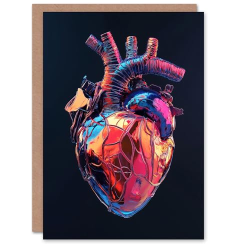Artery8 Greeting Card Shiny Anatomical Human Heart Colourful Modern Blank