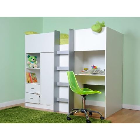 Mrsflatpack EXETER SHORTY HIGHSLEEPER BED WITH MATTRESS- WHITE M350W Cover