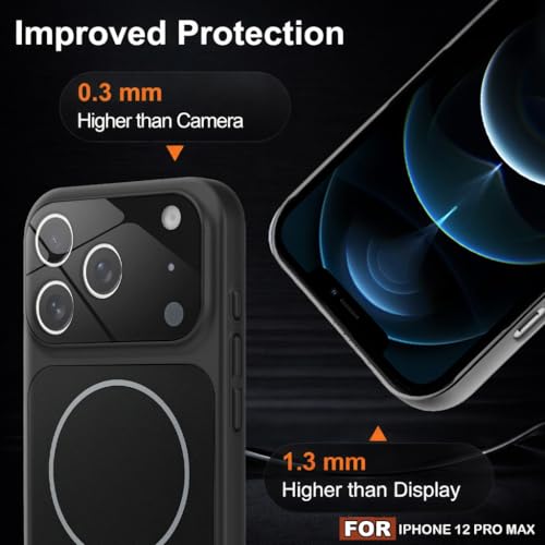 Image of SHINESTAR Premium Luxury Case Compatible with iPhone 12 Pro Max | Protective Back Cover with Camera Lens Safety | Wireless Charging Support | Slim Fit Durable Design | Enhanced Grip Protection Black
