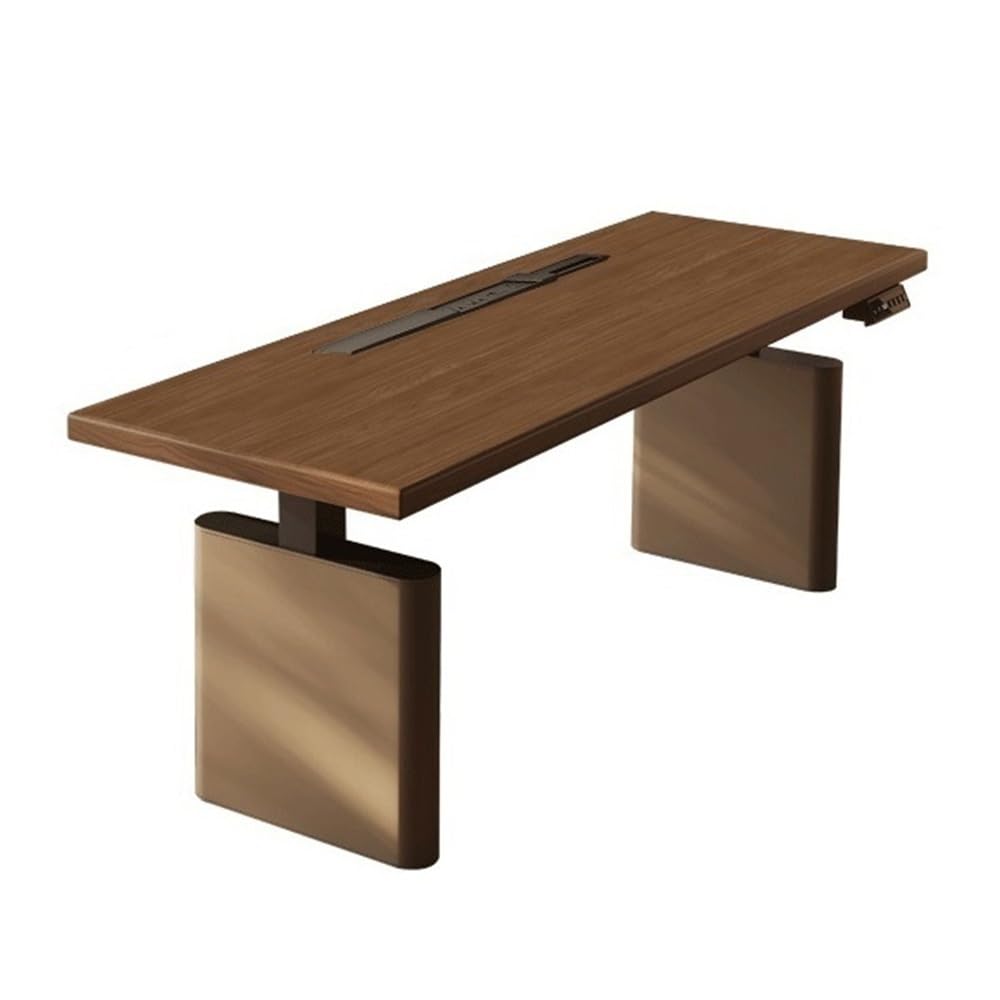 Table Bureau debout électrique avec plateau en noyer, hauteur réglable(S)