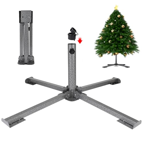 EFUTURETIME Suporte para árvore de Natal de metal Ø 2,5 - 4,5 cm, base de árvore de Natal pequena artificiais adapta-se a árvores de 60 a 200 cm, uso exterior e interior, preto