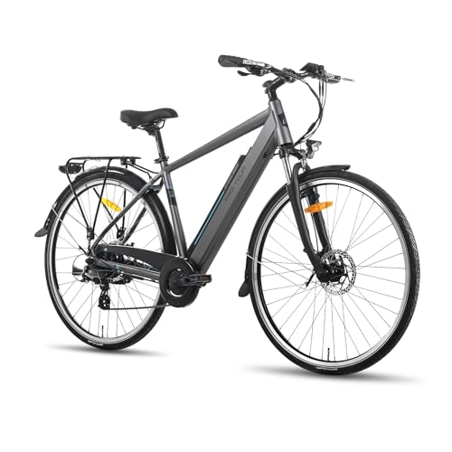 HILAND 28 Zoll Elektrofahrrad für Damen und Herren, 8-Gang E-Bike mit 36V 12,8AH Akku, 250W Motor 700c E-Citybike mit Scheibenbremsen Schwarz