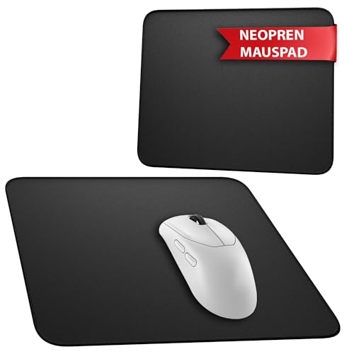 Wortek Muismat klein, 24 x 20 cm, bureau-onderlegger, genaaide randen, computermuismat, antislip rubberen onderkant, gaming-muismat neopreen