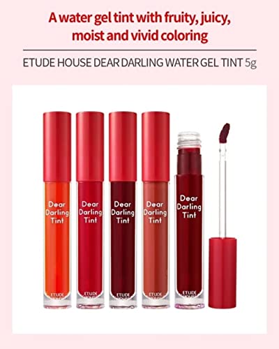 Image of ETUDE Dear Darling Water Gel Tint For Eyes, Luminous Lips & Cheeks| Long Lasting, Waterproof, Smudgeproof|Korean Makeup|Pk002, Pink Red-5G
