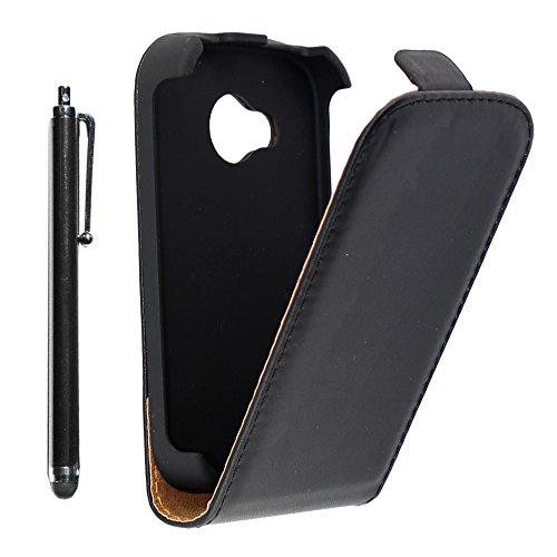 ebestStar   Funda Compatible con HTC Desire C, A320 Carcasa Ventana Vista Cover Cuero PU, Funda Libro Billetera + Lápiz, Negro
