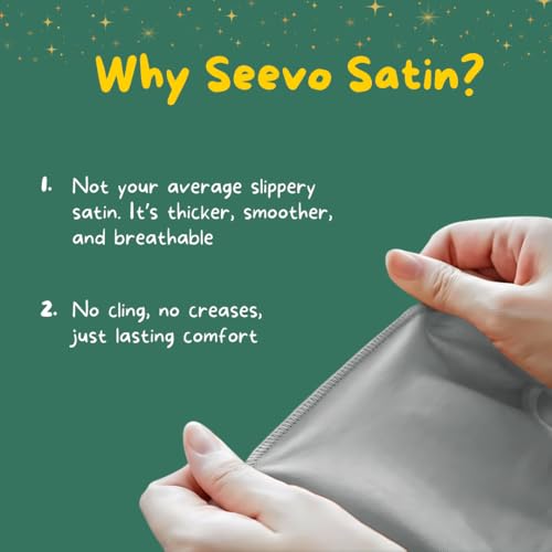Image of SEEVO 400 TC Luxurious Satin Silk Pillow Covers /Pillowcases with Envelope Closure, Soft Comfortable Protects Hair and Skin - 20 inch x 30 inch - Set of 2 (Grey)