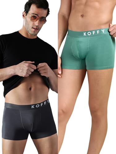Image of KOFFY Men's 95% Micro Modal 5% Elastane Solid Trunks
