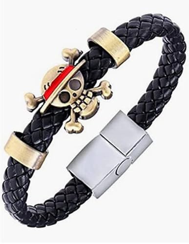 Anime One Piec Bracelet For Fans, Luffy Skeleton Straw Hat Pirate Braided Wristband Cosplay Prop Accessories For Men Women Friends #TOP2