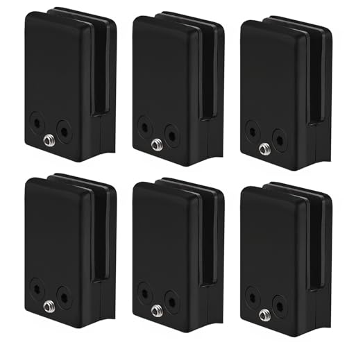 Cokritsm Abrazadera de Cristal 10-12mm Abrazadera de Vidrio Abrazadera de Clip de Vidrio para Baranda Barandilla de Escalera Pasamanos 6 Piezas Negro