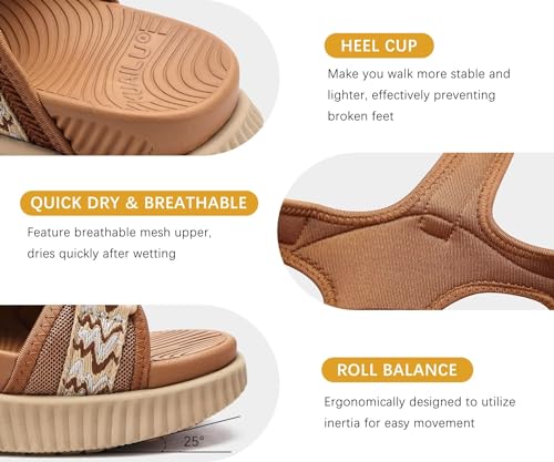 Image of KuaiLu Womens Orthopedic Walking Sandals with Comfortable Arch Support Recovery Sport Relief Plantar Fasciitis Summer Outdoor Hiking Adjustable Strap Platform Cushion Shoes