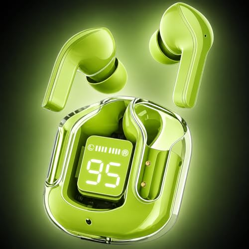 Image of NADITI Wireless Bluetooth Earbuds with Digital Display Charging Case | Touch Control TWS Earphones with HD Sound & Deep Bass | Noise Isolation Earbuds for Music, Calls, Gaming & Sports (Green)