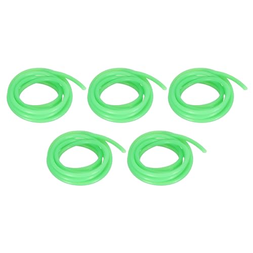 PATIKIL 2mm ID Glow Tube Deep Sea Fishing, 5Pcs 16.4 Ft/5M Soft Silicone Luminous Tube Angling Glow in The Dark Tubing Sleeve Fishing Tool for Fishing Rigs, Green