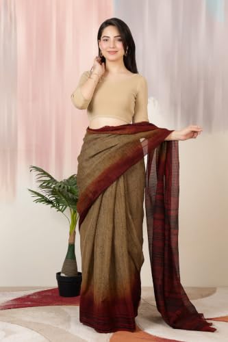 Image of Mlada V-Neck Stretchable Saree Blouse Top for Women | Slim Fit 3 /4th Sleeves Solid Cotton Blouses | Readymade Saree Blouses for Women Festive & Ethnic | Blouse Crop Top
