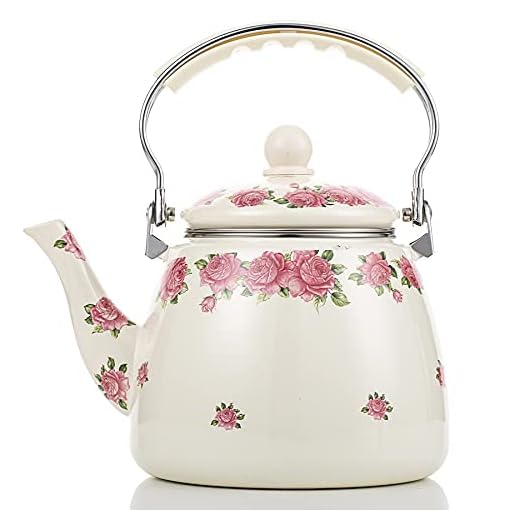15 Best Ceramic Tea Kettles For Your Home 7 Tea Kettle Pot for Stove Top,Porcelain Large Enamel Teakettle,3.3L Colorful Teapot Floral Ceramic for Stovetop,Retro Classic Design