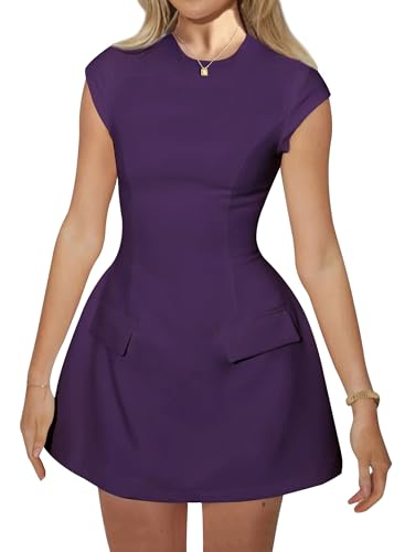 RANPHEE Women's Elegant Crew Neck Cap Sleeve Pencil Dress Ladies Spring Summer Semi Formal Graduation Party Dresses