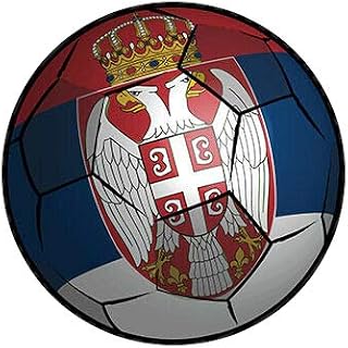 MAGNET Serbia Soccer Ball E Premium Serbian Flag Football Magnetic Vinyl Car Fridge Sticks to any Metal Surface 5"