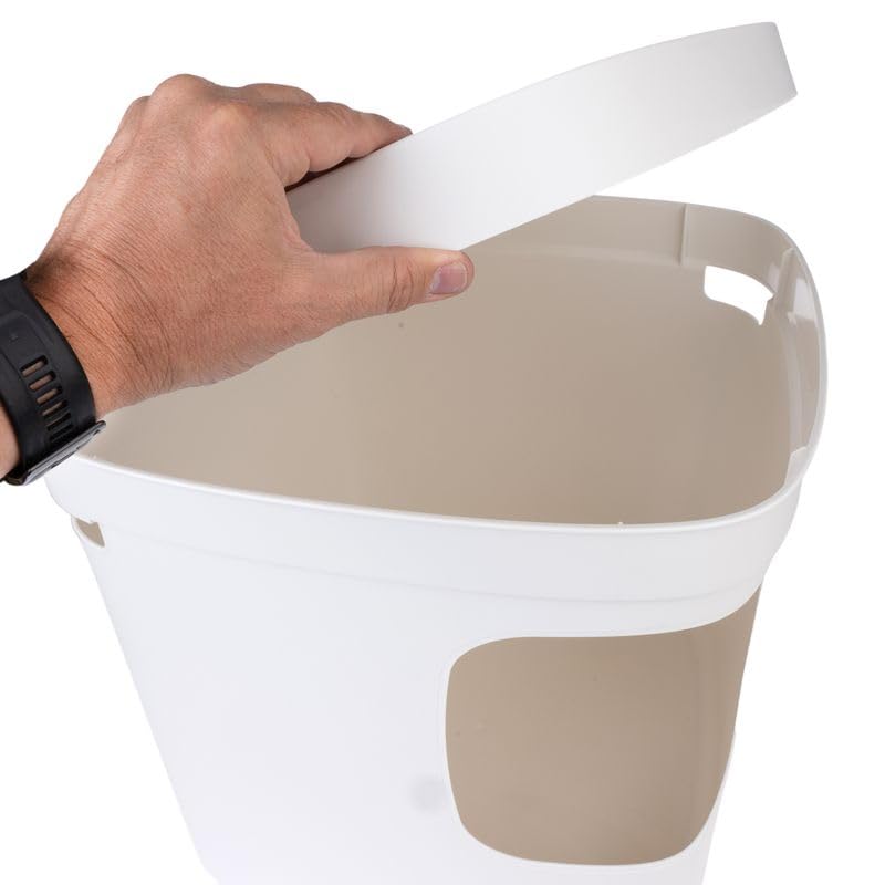 Haubentoilette Devon | Quadratische Katzentoilette | Abnehmbarer Deckel | ideal in Ecken | Maße: L 49,5 x B 49,5 x H 43 cm