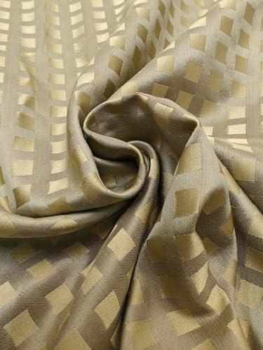 Tissu jacquard taffetas 100% soie or et gris, l'élégance haute couture pour vos créations de luxe