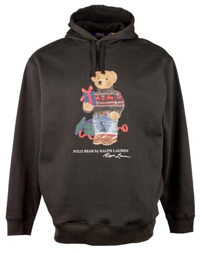 POLO RALPH LAUREN Men's Big & Tall Polo Gift Bear Fleece Hoodie 3XLT Black