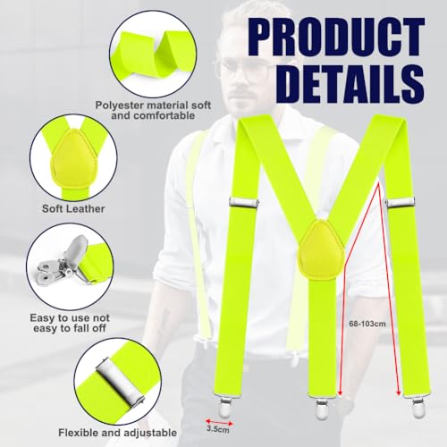 Image of Aomig Men's Adjustable Wide Braces, Extra Wide X Braces for Men, Braces for Men with Very Strong 4 Clips - 3.5 cm
