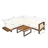 Christopher Knight Home Tenny 5-Seater Acacia Wood Patio Furniture Set, Outdoor Conversation Set with Coffee Table, Patio Sectional Sofa Set for Backyard/Balcony, Teak+Beige #4