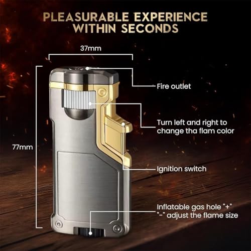 Encendedor a gas butano recargable con llama triple miniatura 5