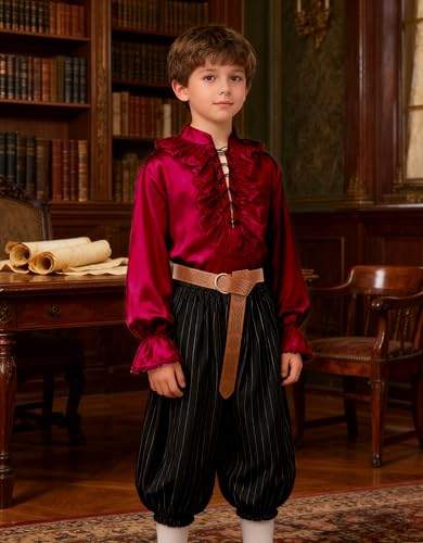 Camisa Pirata Medieval Infantil para Niños Talla M miniatura 3