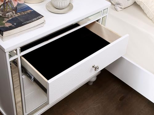 Modern Storage Nightstand with Felt-lined Drawers and Mirror Trim, Bedside