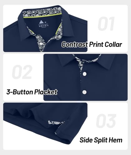 Image of ZITY Golf Shirts for Men Short Sleeve Moisture Wicking Solid Performance Designed Print Collared Casual Polo Shirt