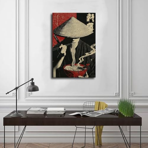 Poster samouraï texture toile premium ukiyo-e moderne 40x61 cm