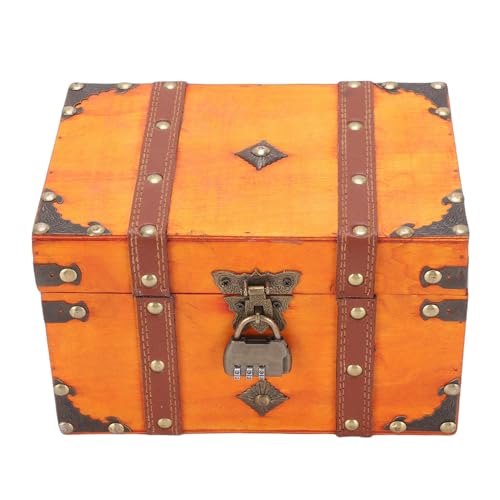 HEEPDD Cofre del Tesoro de Madera, Joyero Vintage Hecho a Mano con Cerradura y Llaves, Caja Decorativa de Estilo Antiguo para Joyas y Recuerdos (Talla grande)