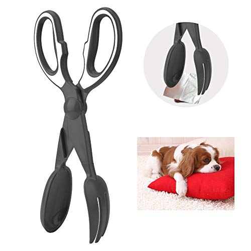 Image of Pet Pooper Scooper, Poop Scooper Tongs Hold Design Dog Pooper Cleaner Durable with Three Bright Colors for Dogs for Cleaning Poo(Black)