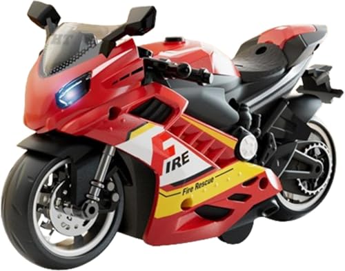 Image of FEXXA Police Motorcycle Toy - Pull Back Motorcycle Toys, Tiny Gift with Music Lighting, Latte Motorcycles Toy for Kids Boys Age 3-8 Year Old [Multicolor] (Sport Bike-RED)