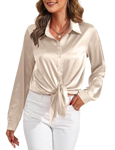 【TAGLIO CLASSICO E FIGURANTE】Taglio semplice con scollo a V elegante e manica lunga classica, abbinata alla chiusura completa con bottoni. Questo modello camicia donna classico valorizza il corpo senza essere aderente, conferendo una linea elegante e slanciata che non passa mai di moda