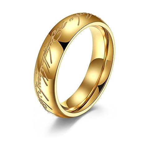 6mm Lord of The Rings Ring for Men and Women Gold Silver Magic Ring Luminous Glow Ring Glowing in The Dark Wedding Band Comfort Fit Cover
