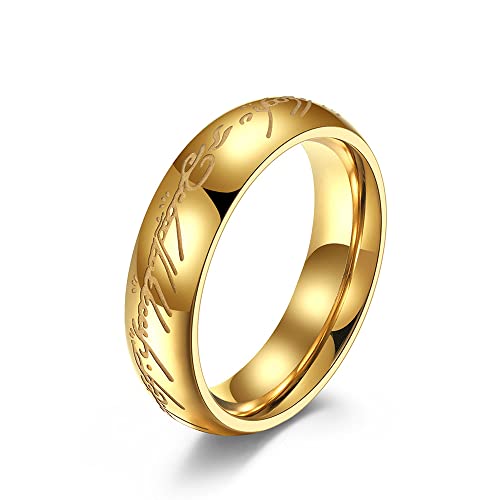6mm Lord of The Rings Ring for Men and Women Gold Silver Magic Ring Luminous Glow Ring Glowing in The Dark Wedding Band Comfort Fit