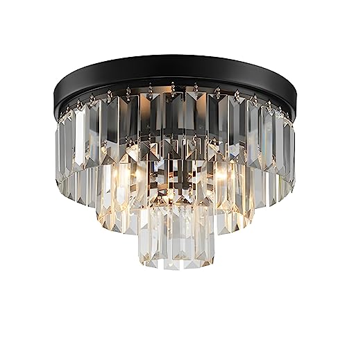 Plafonnier en cristal moderne pour plafond bas design noir