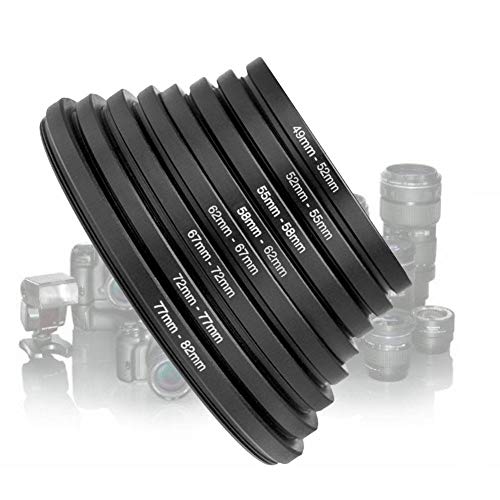 Juego de Adaptadores para Lentes de 8 Piezas en Metal, Anillos de Paso Ascendente de Filtros de 49 a 82 mm para Cámaras DSLR y sin Espejo miniatura 4
