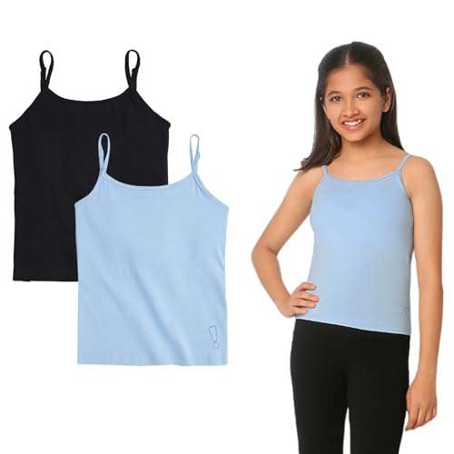 Image of YouGotPlanB Cotton Padded Camisole | Pack of 2 | Ages 8-16 Years | Built-in Light Padding | Full Coverage | Ideal for School