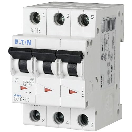 Disjoncteur triphasé Eaton 278843 courbe B 10 ampères pour réseau électrique