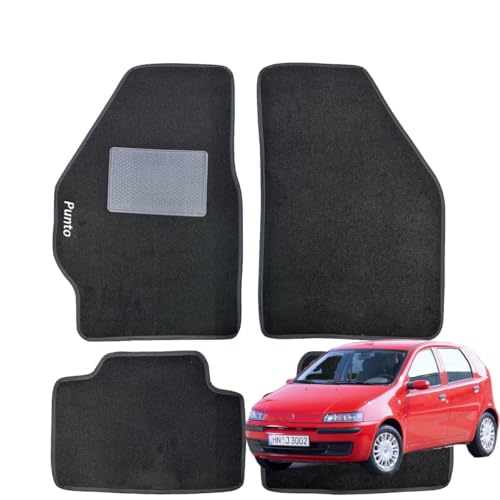Tappetini Fiat Grande Punto in moquette con tappi ricami e strappo di fissaggio