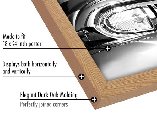 Americanflat 18x24 Poster Frame with Polished Plexiglass - Wide Picture Frames Made of Engineered Wood for Vertical or Horizontal Wall Display - Epic Collection - Dark Oak