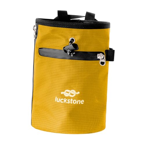 FytStycale Chalk Bag for Rock Climbing with Storage Compartment and Adjustable Waist Strap for Fitness, Yellow