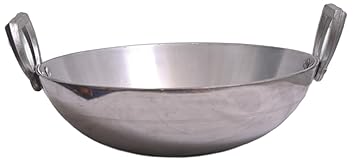 The Genral Cookware Aluminium Mirror Polish Heavy Kadhai with Stainless Steel Handal | for Super & Deep Cooking | Large Size, 2 Liter | Pack of 1
